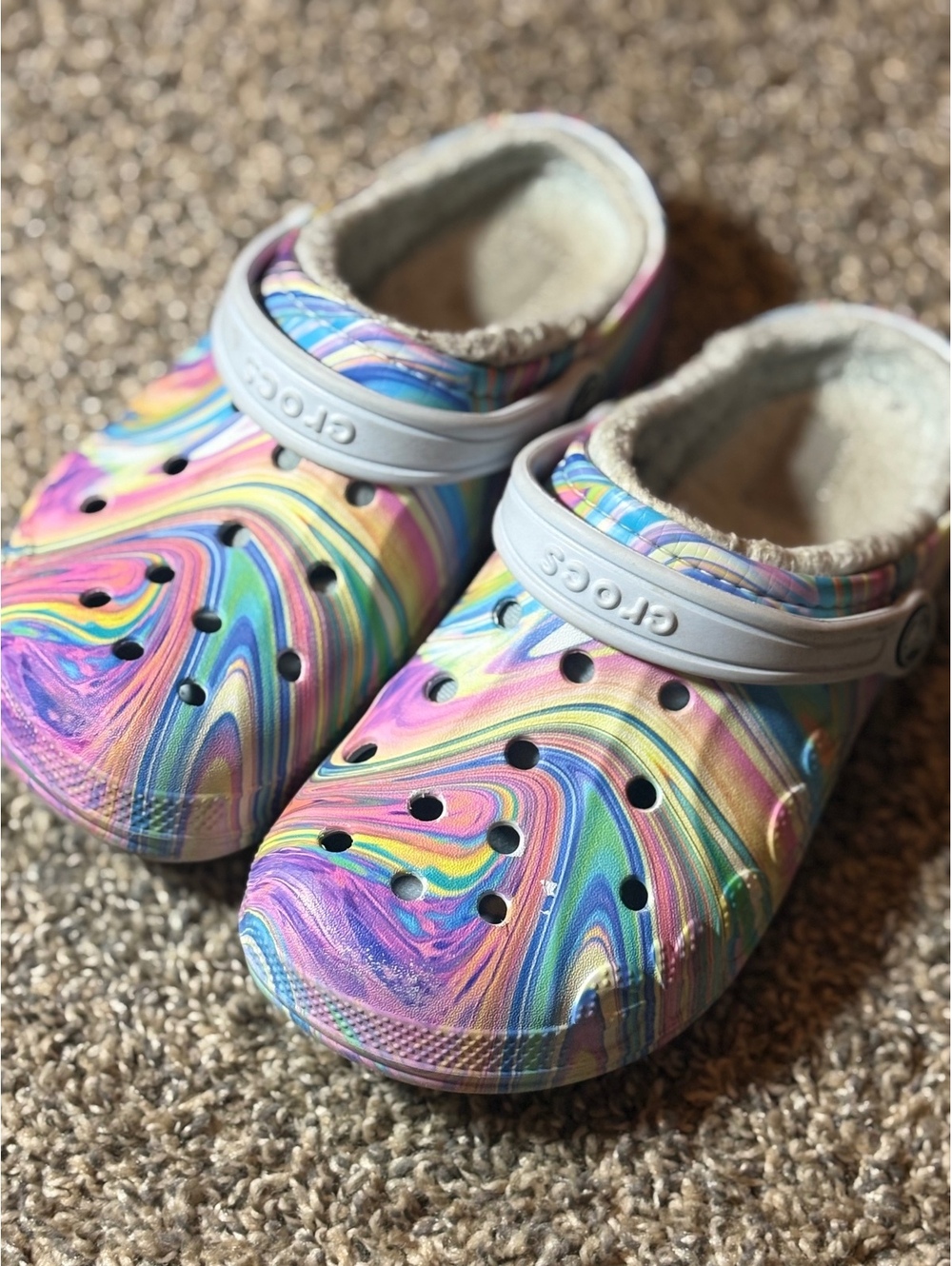 Crocs Classic Lined Swirl Pattern Clogs, Juniors Size 6